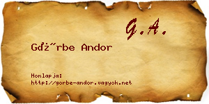 Görbe Andor névjegykártya